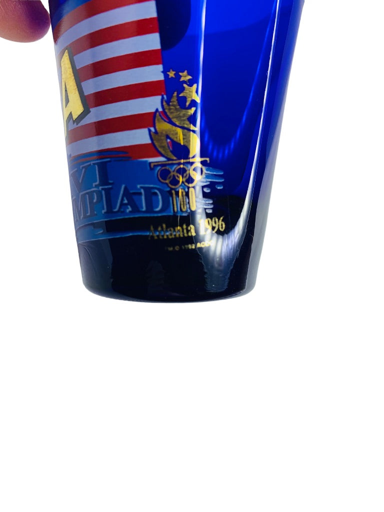 Blue Shot Glass Souvenir USA XXVI Olympiad Atlanta 1996