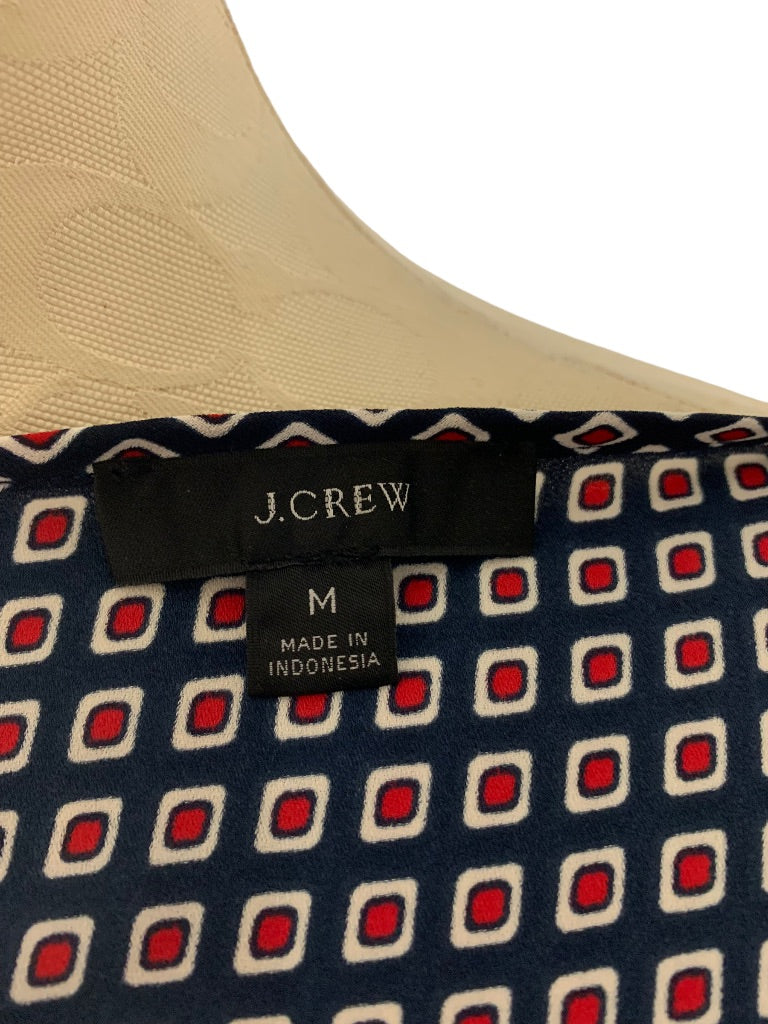 Medium J.Crew Women's Sheer Sleeveless Navy Blue Red Popover Blouse Style#AJ403