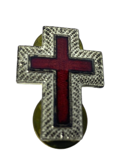 Vintage Silvertone and Red Cross Lapel Pin 1" Double Pin