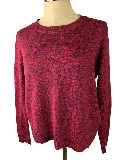 Medium Divided by H&M Junior Women's Lightweight Navy Red Marled Knit Sweater