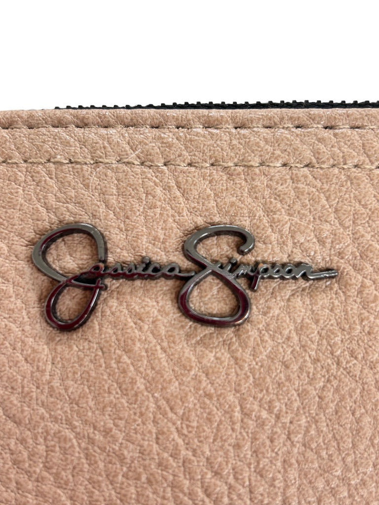 Jessica Simpson Taupe Faux Leather "Frankie Double Gusset Bi Fold" Wallet