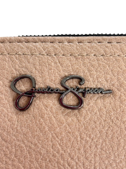 Jessica Simpson Taupe Faux Leather "Frankie Double Gusset Bi Fold" Wallet