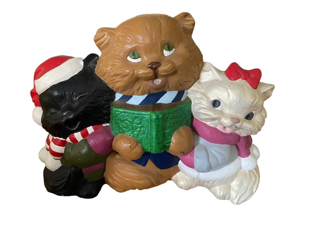 Vintage 1993 Ceramic Hand Painted Caroling Christmas Cats