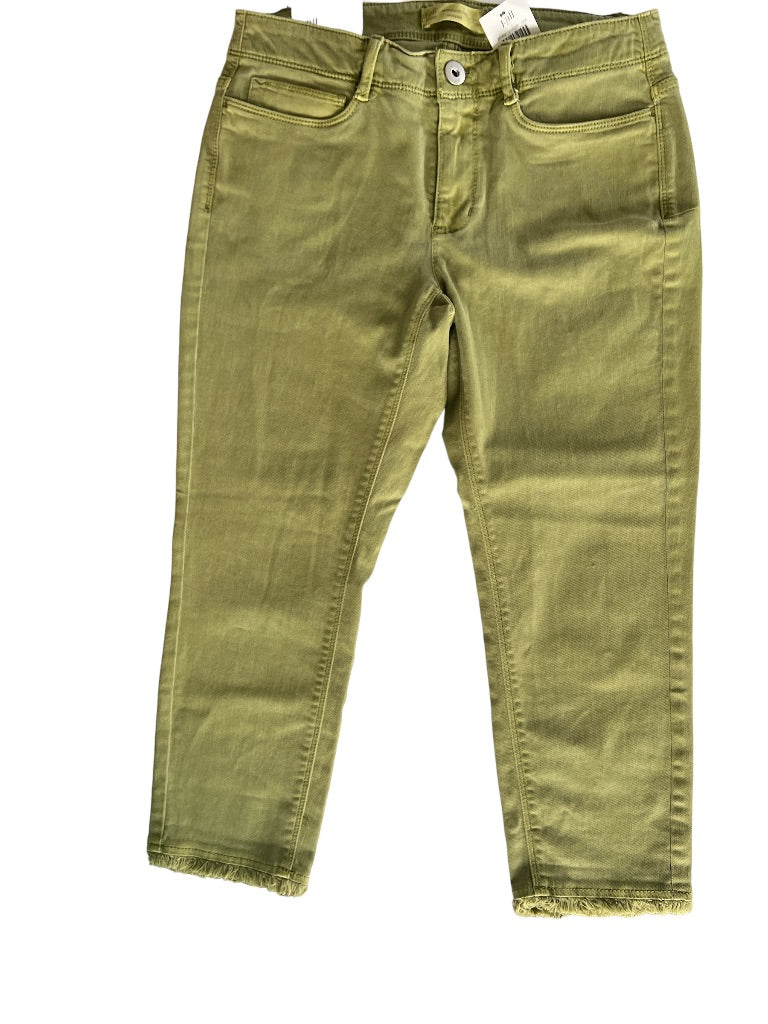 2P J Jill Authentic Fit Cropped Green Jeans Raw Edge NWT