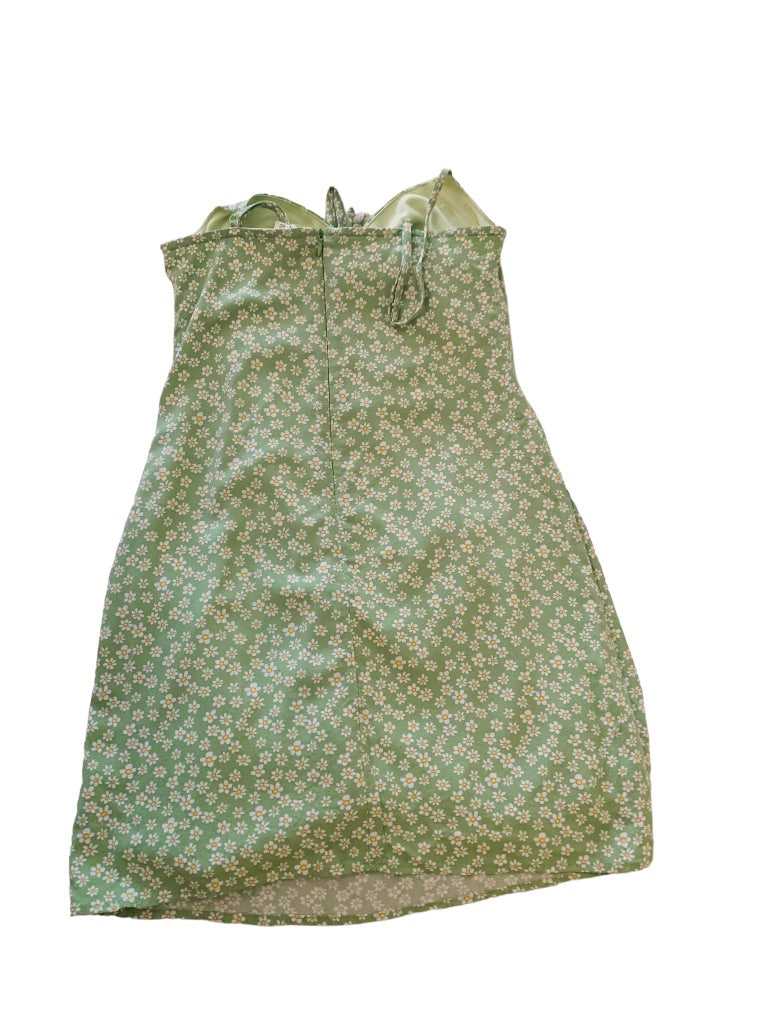 XS L.A. Hearts Junior Women's Spring Green Daisy Print Spaghetti Strap Slip Dress