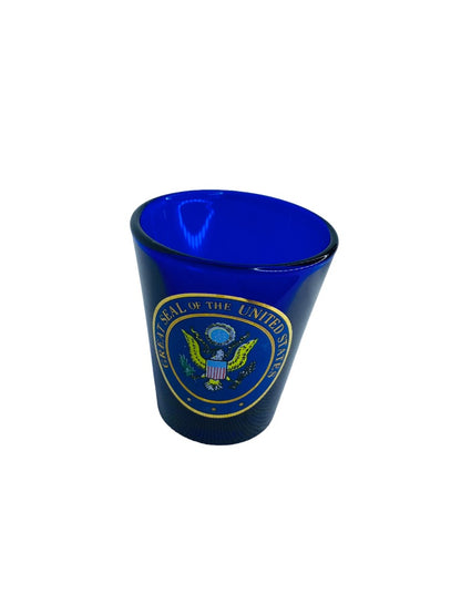 Blue Shot Glass Souvenir Great Seal of the United States Barware