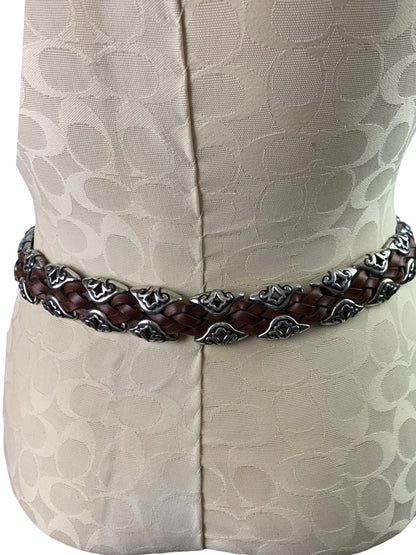 Small Brighton Women's Brown Leather and Silver Belt 91807 26-28"