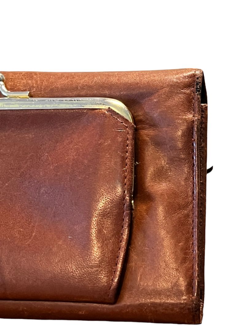 Buxton Brown Leather Wallet Velvet Touch 7.25 x 4 Organizer Clutch Coin Purse