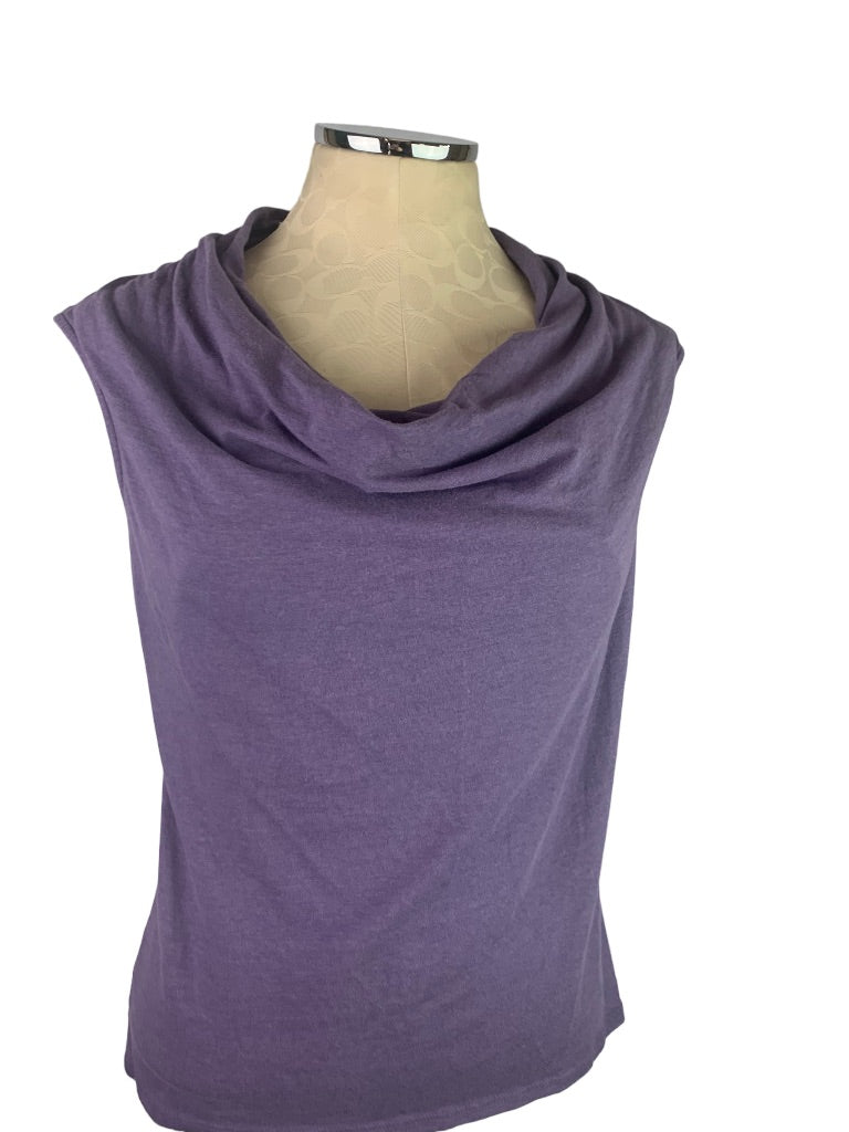 Medium Petite Preswick & Moore Women's Cowl Neck Sleeveless Purple Top