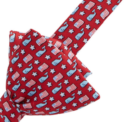 Vineyard Vines Red Whale Flag Bow Tie 13 3/4 to 16