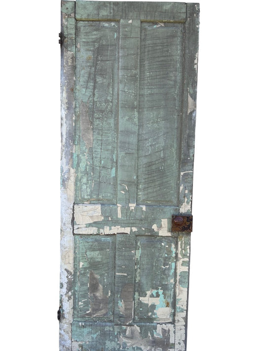 Antique 4 Panel Solid Wood Door Architectural Salvage 79.5"h x 29 3/4"w Green