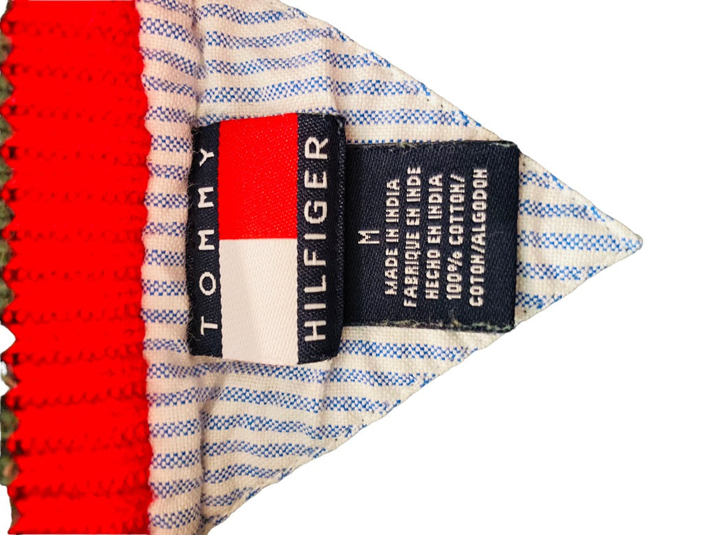 Medium Tommy Hilfiger Green Boy's Youth Cotton Sweater Red White Stripe