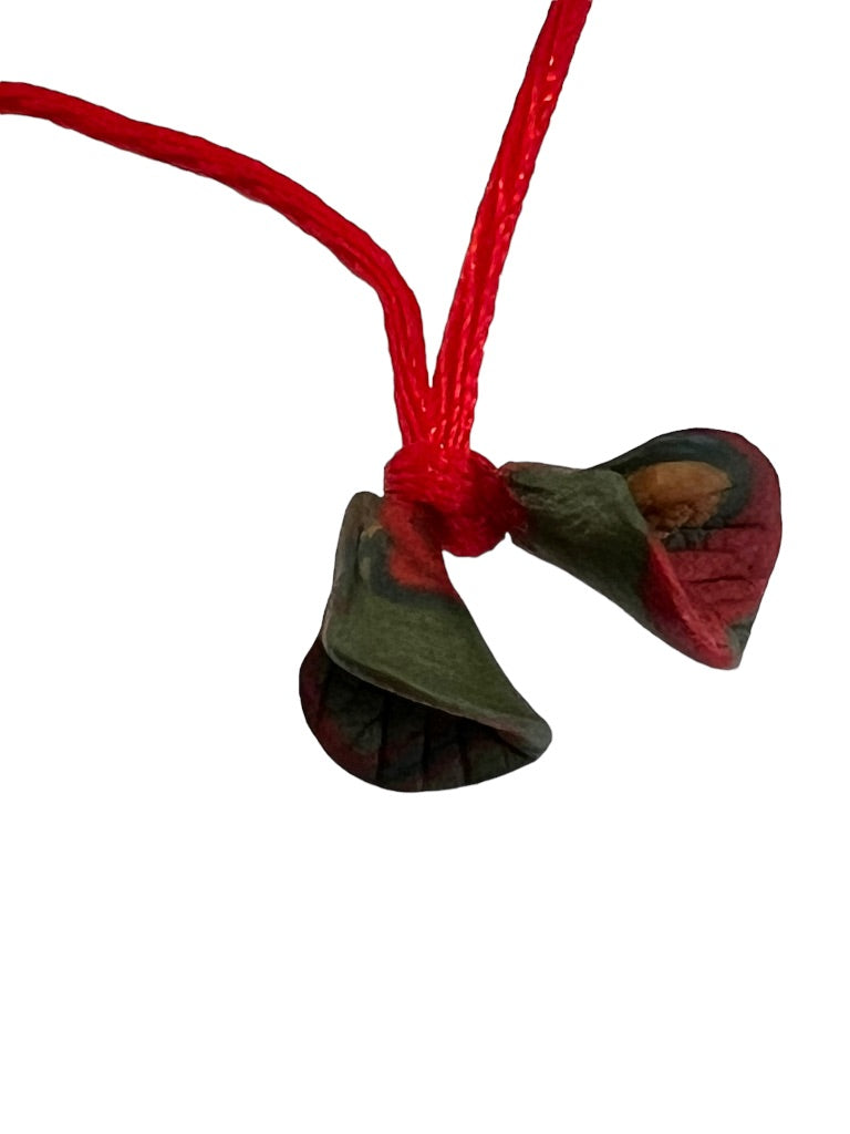 Handmade Polymer Clay Poinsettia Cord Necklace Adustable