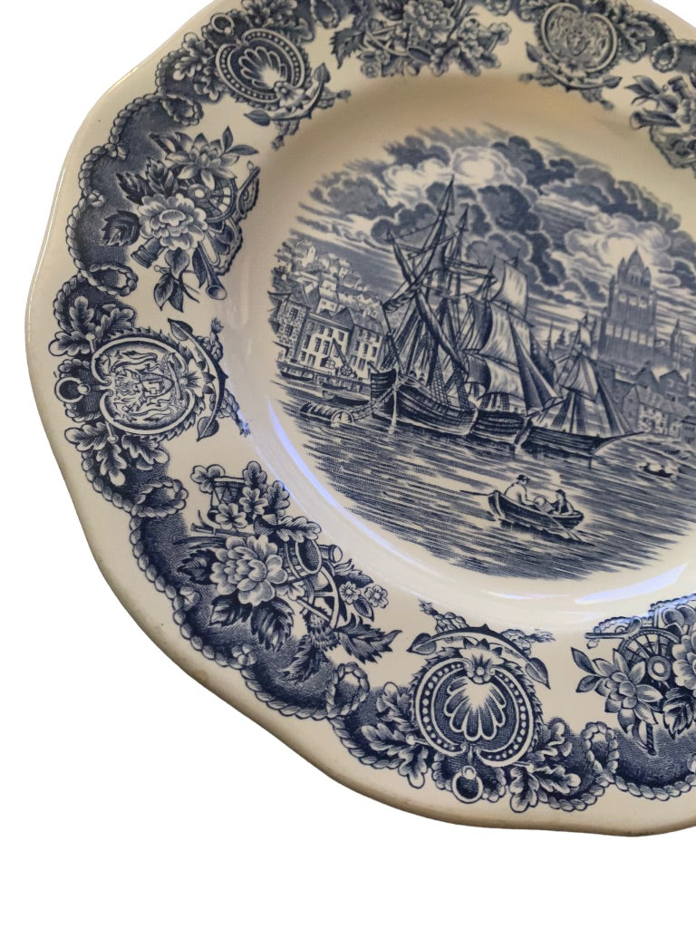 Historical Ports of England Blue 10" Dinner Plate