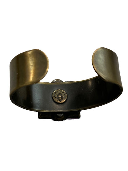 Loren Hope Vintage Brass Cuff Bracelet Statement Rhinestone