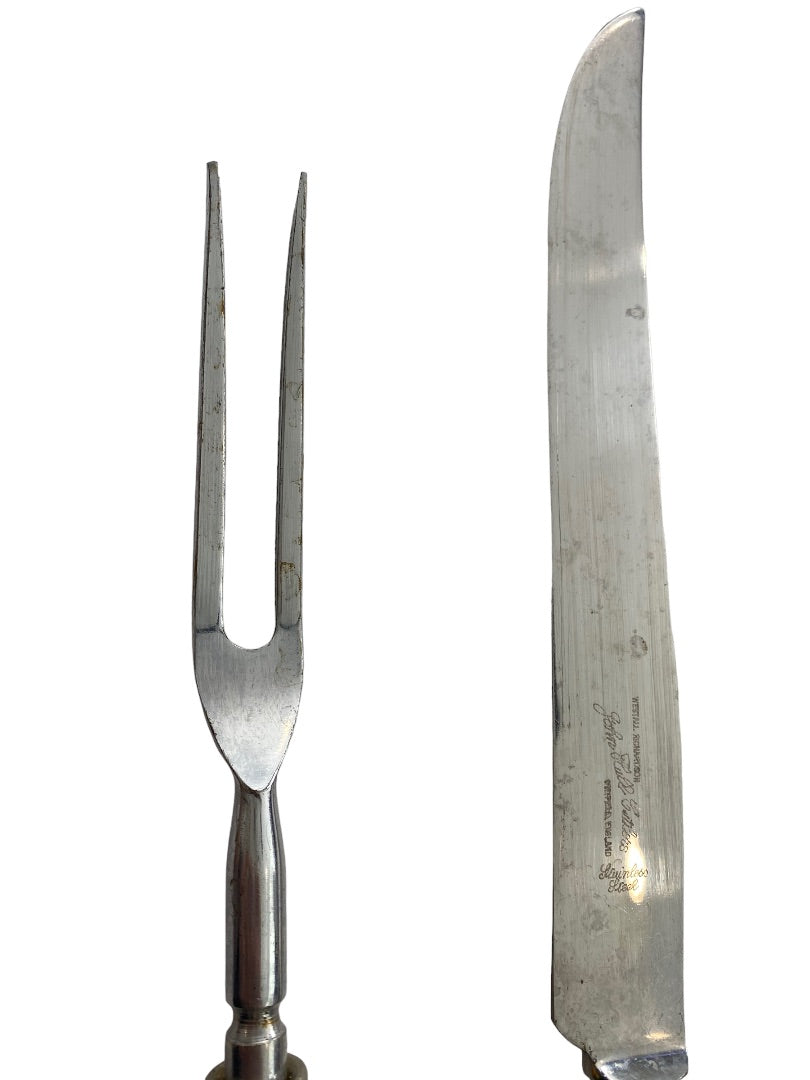 VTG 2 Pc Westall Richardson England Carving Knife Set Antler Bakelite Handles