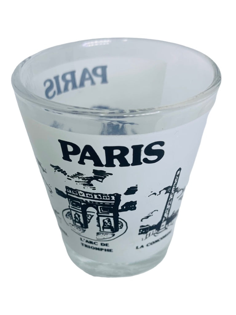 Paris Black White Landmark Shot Glass  1.5 oz Barware