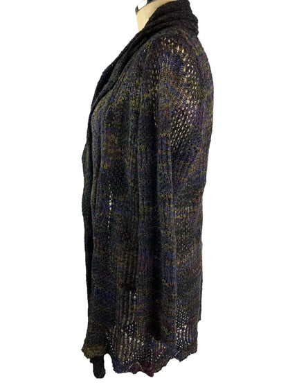 Medium Petite Curio New York Open Cardigan Loose Weave Dark Multicolor