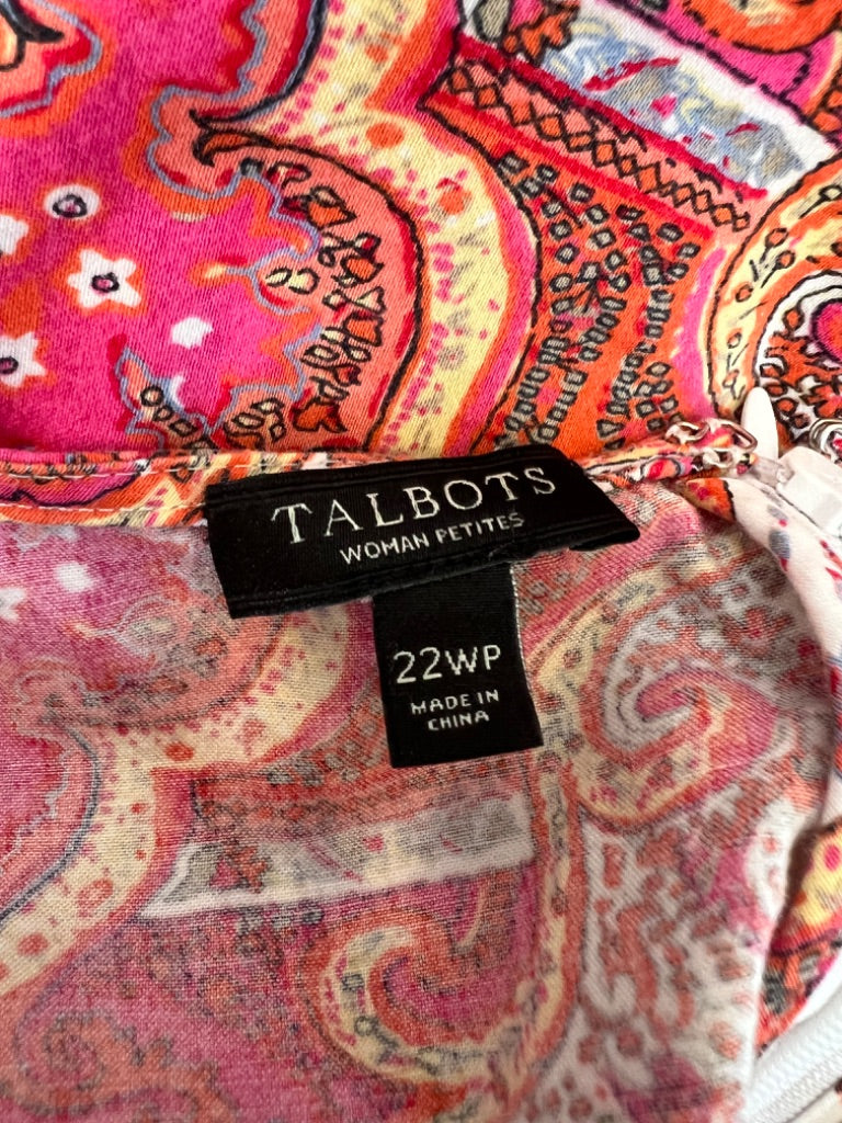 22W Petite Talbots Sleeveless Bright Paisley Blouse Shirt