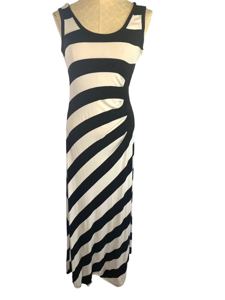 6 Calvin Klein Black White Stripe Tank Sleeveless Maxidress