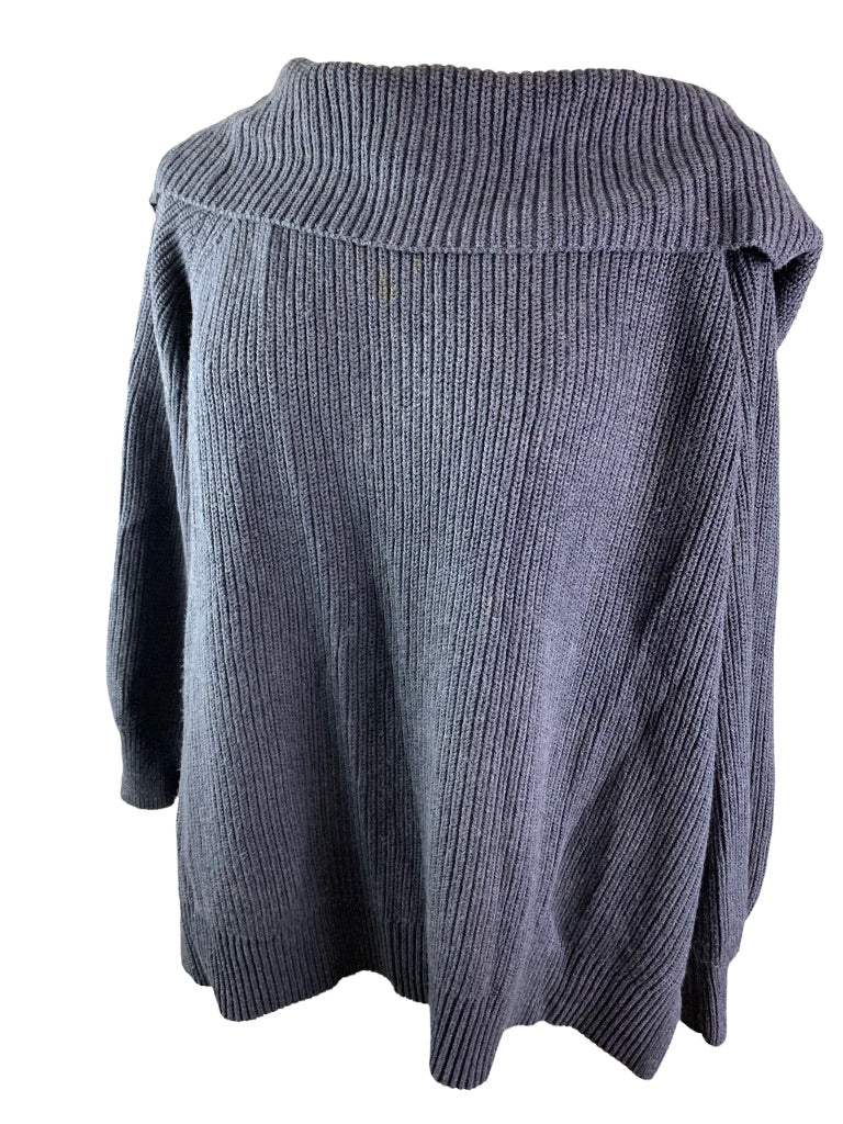 Large 525 America Blue Off the Shoulder Foldover Women's Sweater