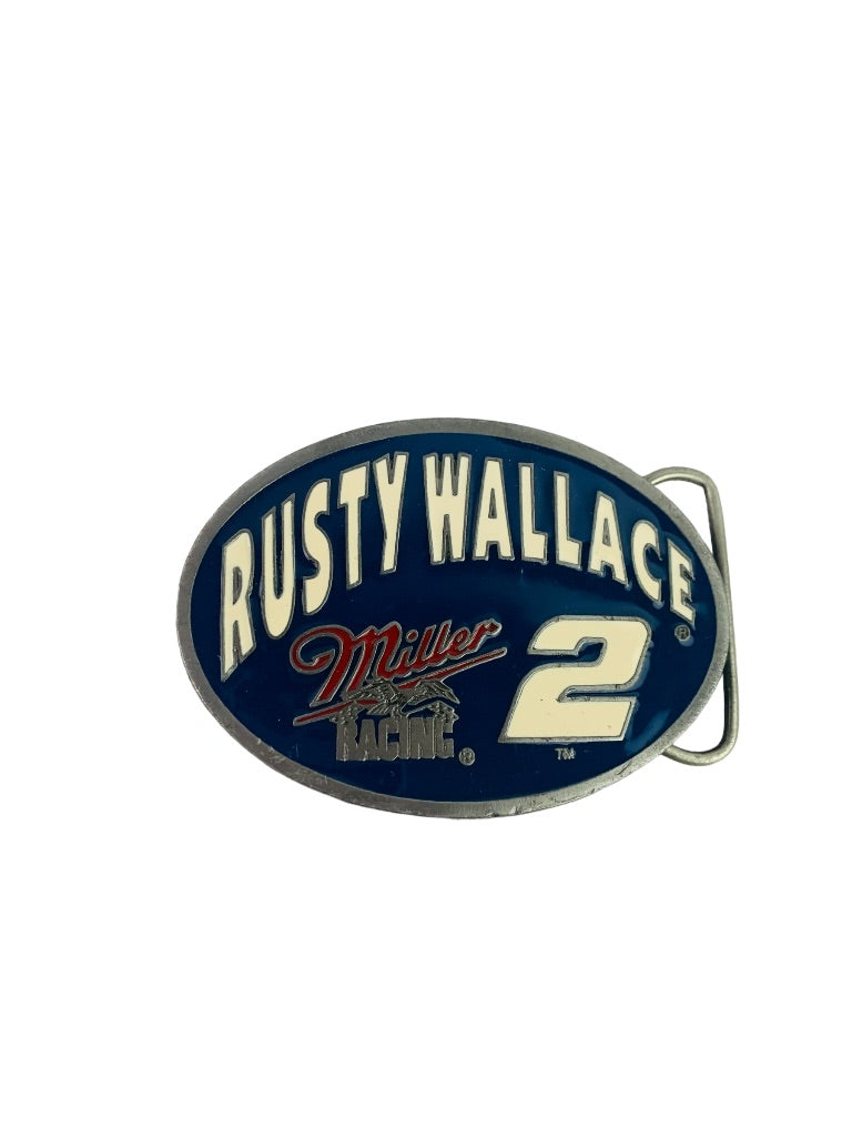 Rusty Wallace Miller Racing "2" Enameled Belt Buckle Carolina Custom USA