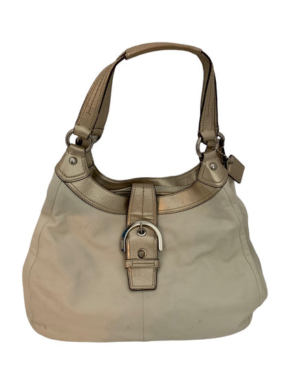 Coach Soho Leather Lynn Hobo Bag Purse Ivory Gold F17092