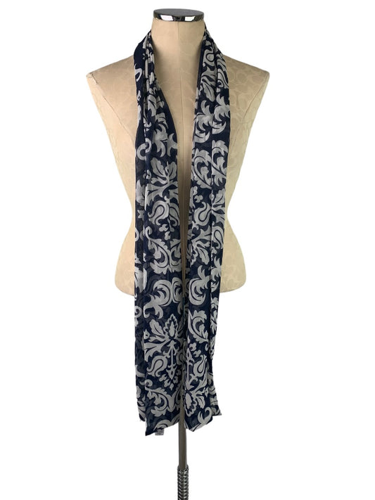 Dennis by Dennis Basso Navy Blue White Double Face Lightweight Scarf 13" x 54"