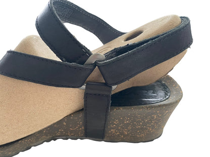 9 Teva Cabrillo Crossover Wedge Sandals Black