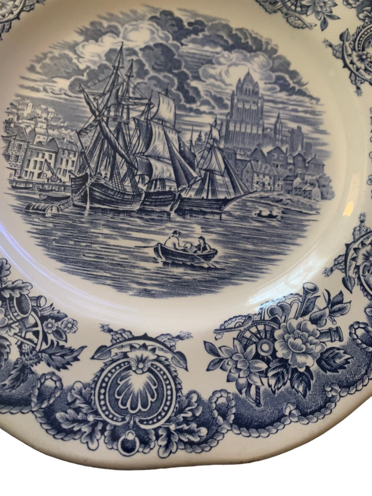 Historical Ports of England Blue 10" Dinner Plate