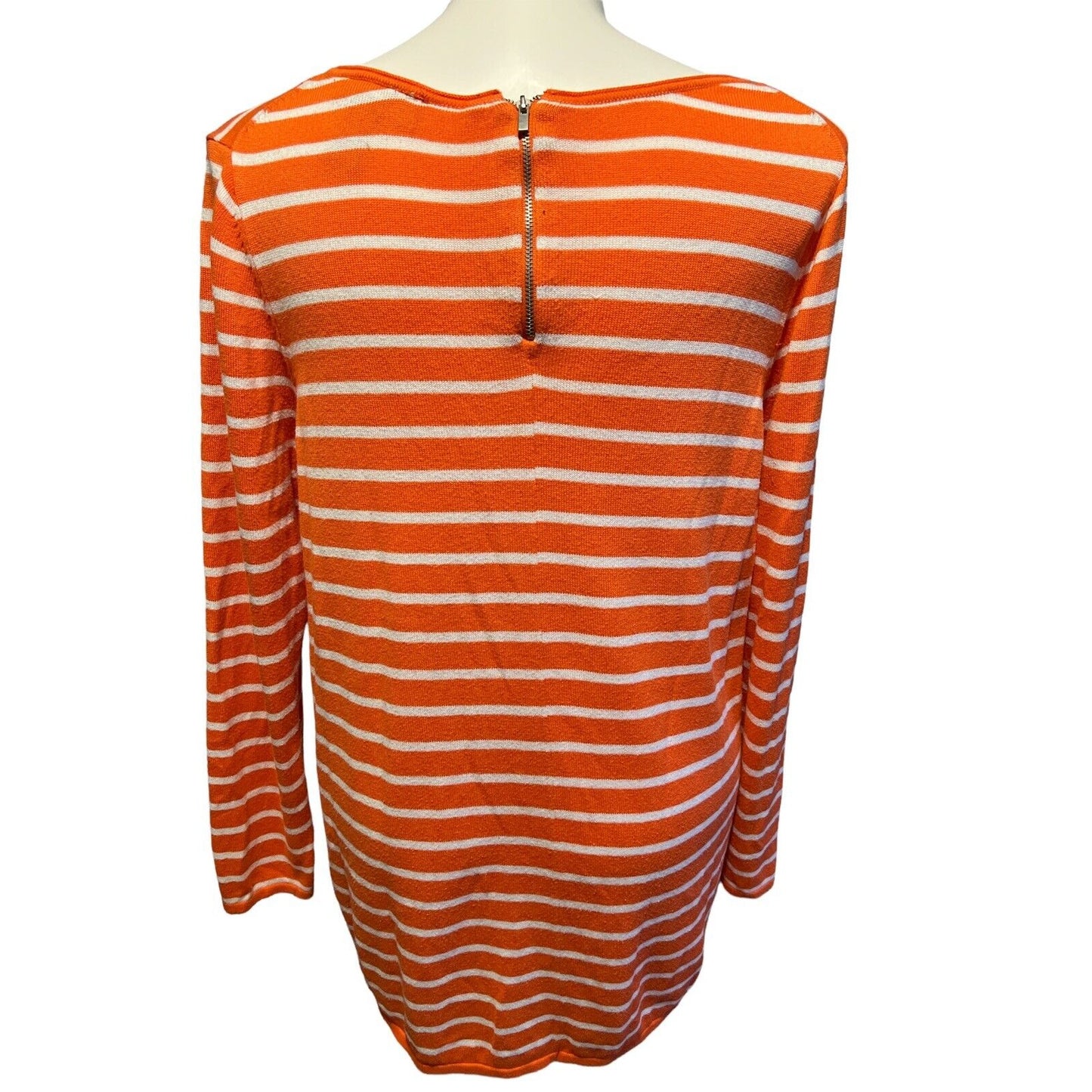 18/20 Lane Bryant Orange and White Striped Sweater Medium Weight V-Neck