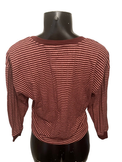 Small Anthropologie Striped V-Neck 3/4 Sleeve Womens Top