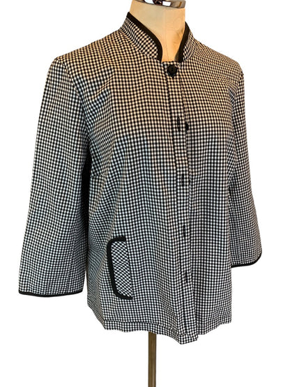 14 RQT Women's Black White Gingham Lightweight Jacket Button Up