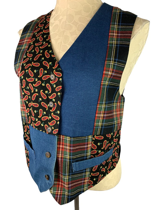 Medium Petite London Fog Women's Patchwork Vest Lined with Pockets