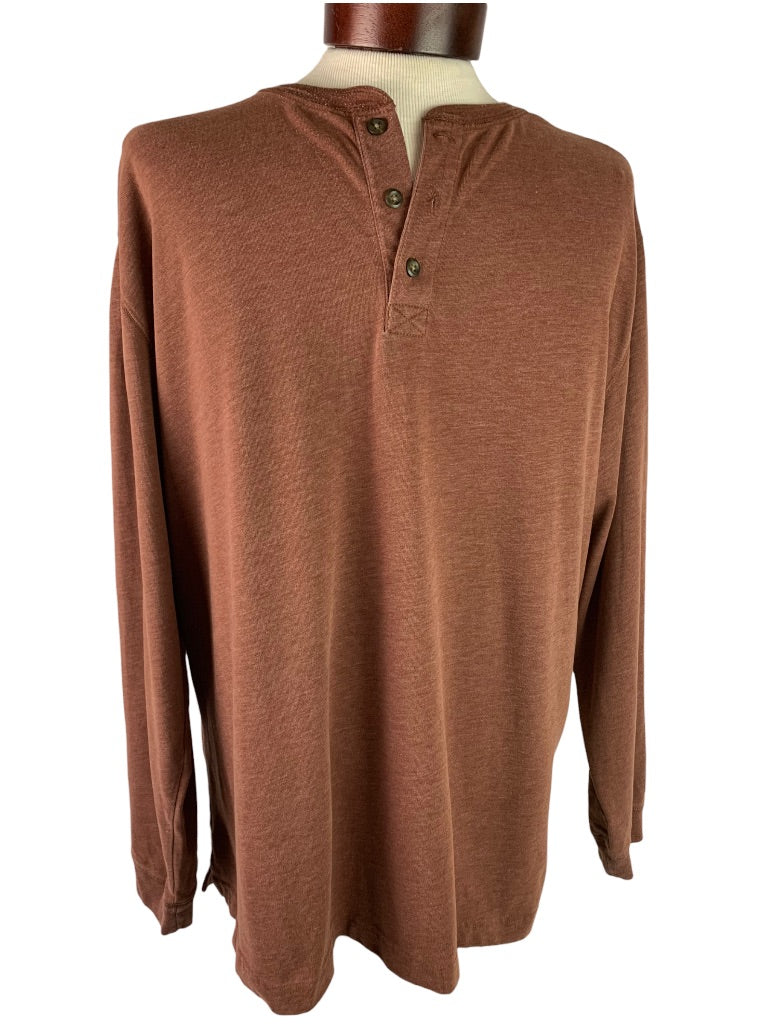 XL St. John's Bay Brown Vintage Sueded Jersey Long Sleeve Men's Shirt