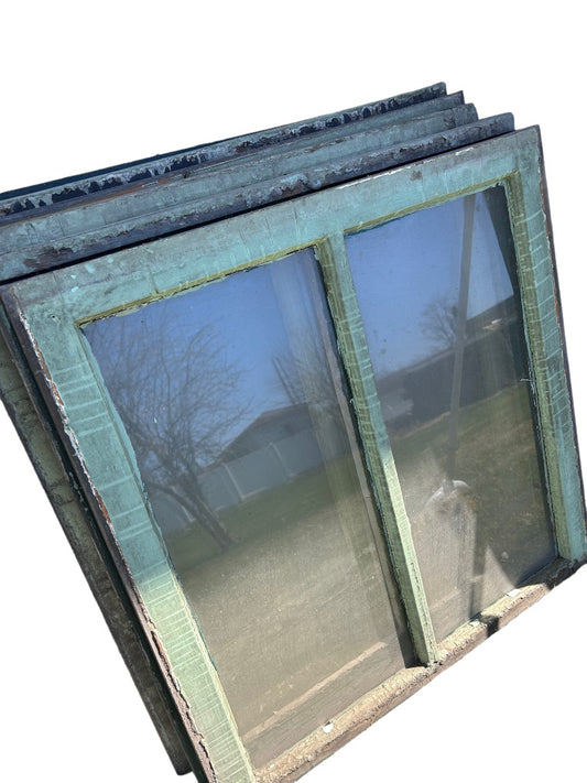 Lot of 6 Antique 2 Pane Windows Architectural Salvage 29" Sqaure