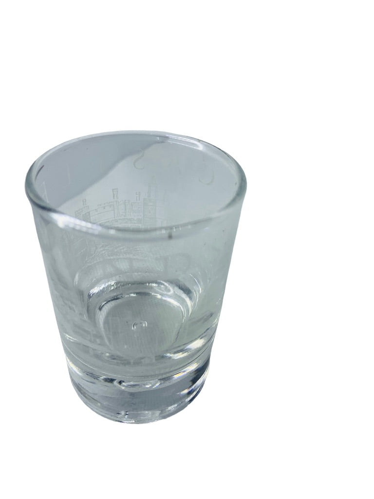 Windsor Castle Shot Glass Clear Souvenir Barware 2"h x 1 5/8" Top Diameter