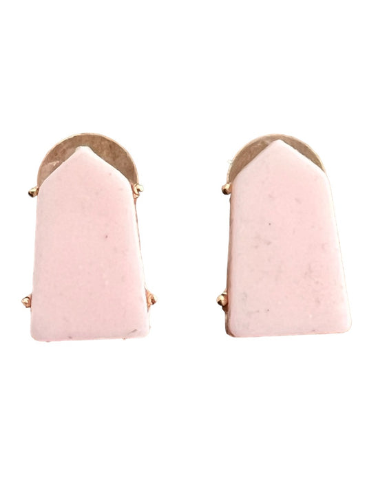 Pink Geometric Post Earrings Goldtone