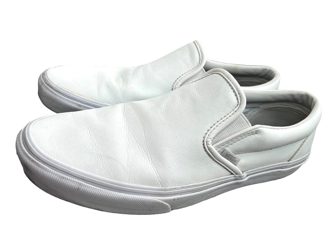 9.5 Vans Mens Classic True White Slip On Sneakers Skater Women's Size 11