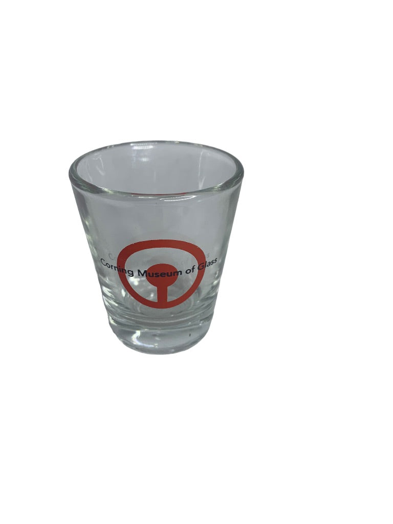 Corning Museum of Glass USA Clear Shot Glass Red Black 1.5 oz