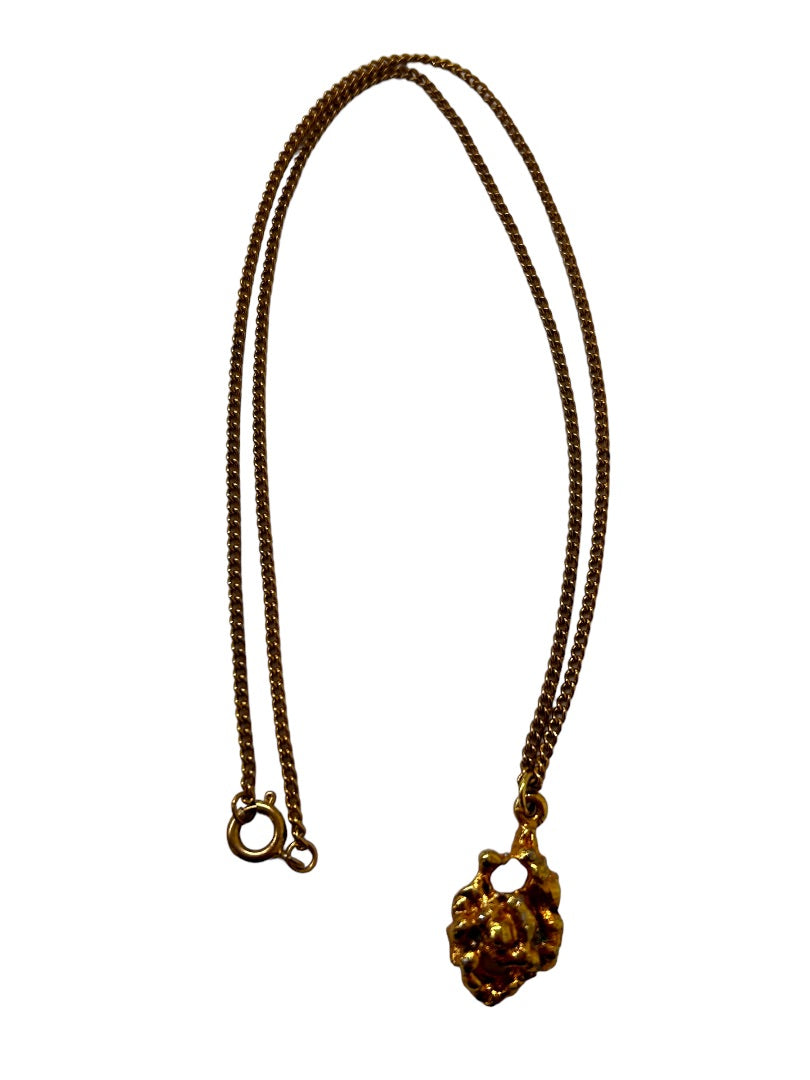 Goldtone Chain 18" Necklace with Metal Nugget Charm 1"