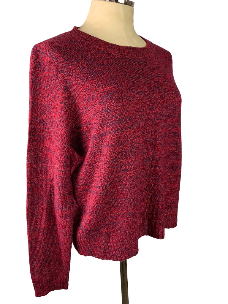 Medium Divided by H&M Junior Women's Lightweight Navy Red Marled Knit Sweater