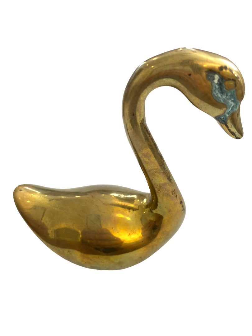 Vintage Brass Swan Statues Figures Set of Two