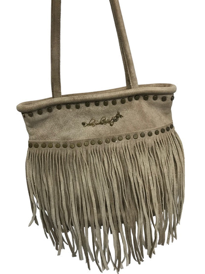 Debra Soul in Leather Fringed Light Brown Riveted Shoulder Bag