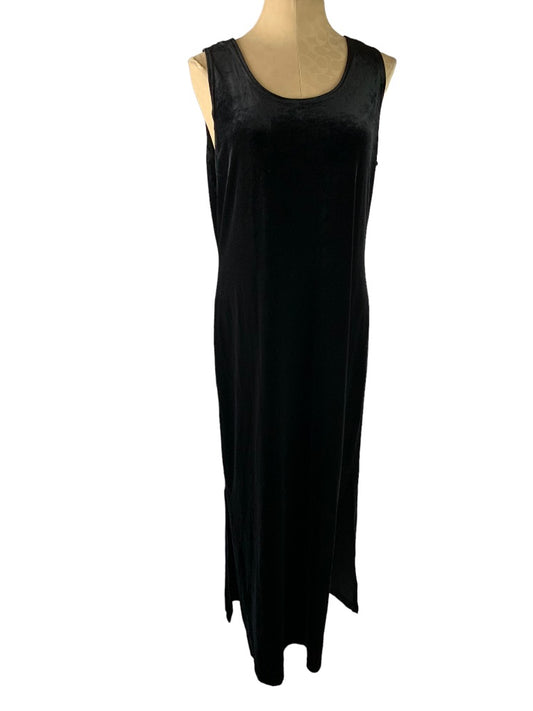 14 Ronni Nicole by Ouida Black Velour Maxi Dress Sleeveless Vintage Y2K Stretch