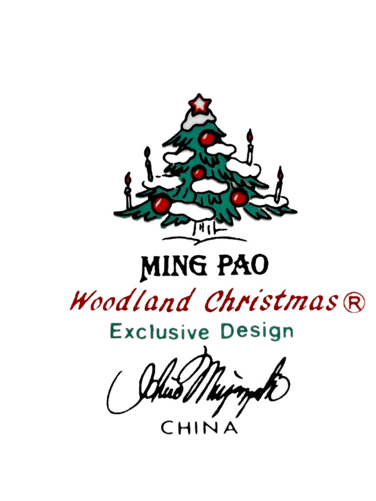 Ming Pao Woodland Christmas 12" Chop Plate Serving White Holiday Animals