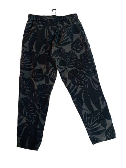 Small Gap Gray Tropical Print Women's Pull On Elastic Drawstring Waist Pants