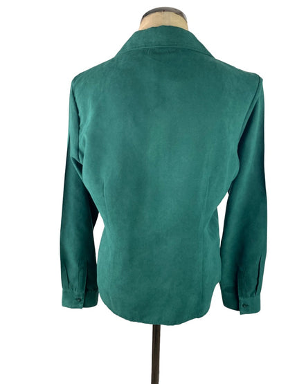 Medium Lemon Grass Studio Women's Microfiber Blouse Button Up Emerald Green