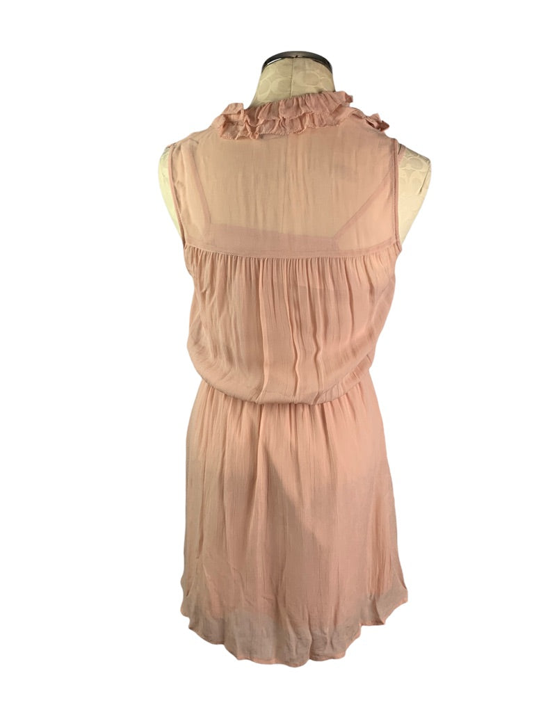 4 Asos Dusty Pink Sleeveless Dress Lined Black Ribbon Tie Above Knee