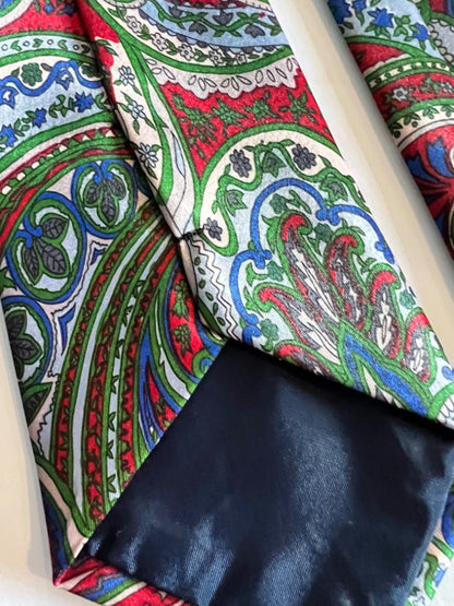 Renoir Men's Tie Red Green Blue Paisley Chrust as Holiday